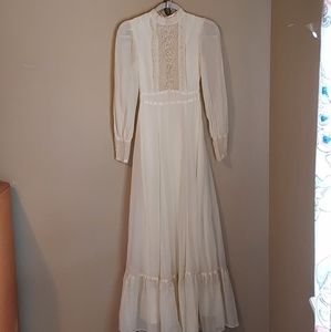 Gunne Sax Cream And Lace Maxi Dress Size7